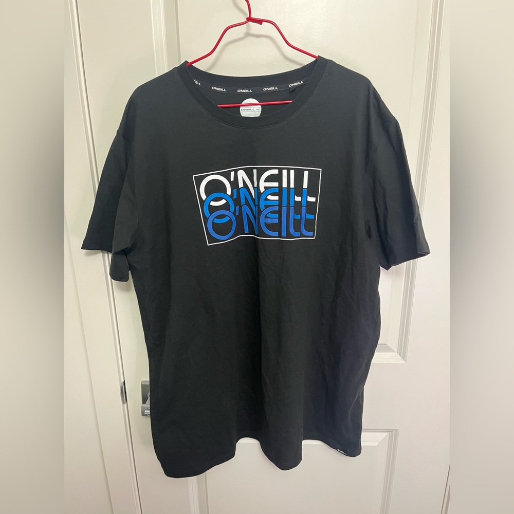 O'Neill Men's Black Tee with Blue Logo in size XXL